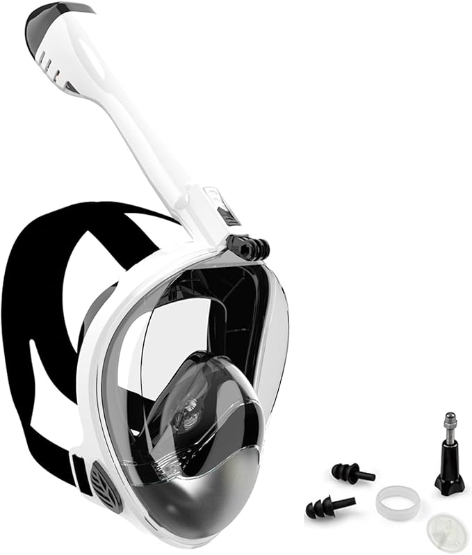 Full Face Snorkel Mask, Diving Mask for Kids and Adults,180° Panoramic View Snorkel Mask with Camera Mount, Safe Breathing, Anti-Leak&Anti-Fog