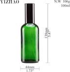 YIZHAO Green Glass Spray Bottles 4oz, with Small Fine Mist Spray, Metal Cap, Refillable for Essential Oil,Travel,Cleaning,Perfume,Aromatherapy,Makeup – 9 Pcs