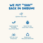 Shibumi Shade Mini®, World's Best Beach Shade with Quiet Canopy, The Original Wind-Powered® Beach Canopy, Provides 75 Sq. Ft. of Shade up to 8ppl, Sets up in 2 Min, Wind Assist Included