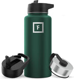 IRON °FLASK Camping & Hiking Hydration Flask with 3 Lids - Stainless Steel, Double Walled & Vacuum Insulated Water Bottle - Leak Proof & BPA Free 32 Oz