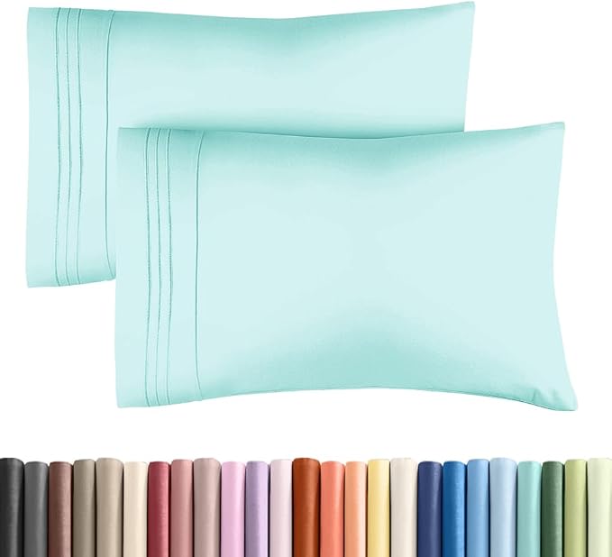 Standard Pillow Cases Set of 2 - Ultra Soft Hotel Quality Pillowcase Covers - Comfy Bedding for Women, Men, Kids and Teens - Machine Washable Pillow Protectors - 2 Piece Set - Standard Size Spa Blue