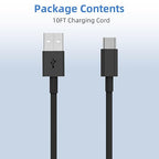 2Pack 10FT USB to USB C Fast Charging Cable for iPhone 17 16 15 Charger Cord, for Apple for iPhone 17 16 15/Pro/Pro Max/Plus Long Type C Car Carplay Cord for iPad Pro 12.9/11 for Android(Black)