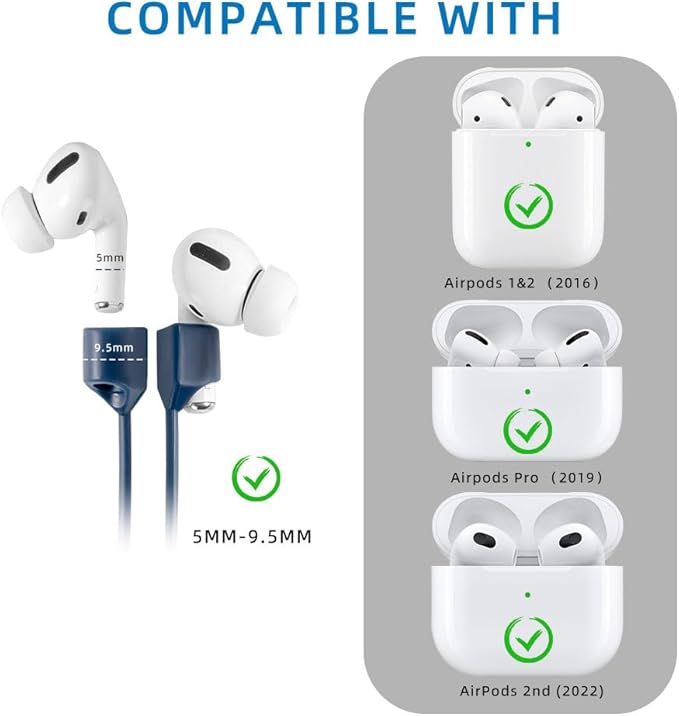 Magnetic Anti-Lost Straps for AirPods,4 Pack Ultra Strong Magnetic AirPod Strap Anti-Lost Neck Rope Cord,Soft Silicone Sports Lanyard Compatible with AirPods 1&2/ Pro /2nd/3rd (Black+White+Red+Blue)