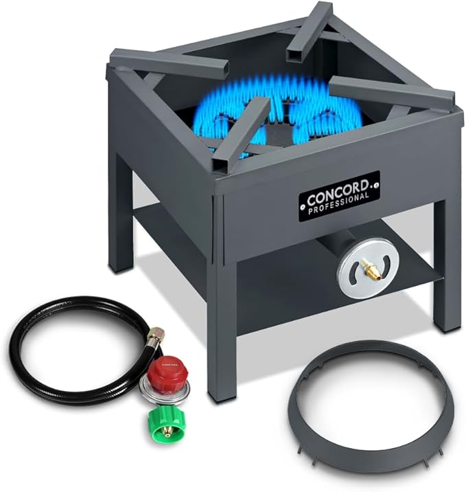 Concord Professional Single Banjo Wok Burner with Stand. Up to 270,000 BTU. Great for Home Brewing, Wok Stir Fry, Turkey, Etc. (16")