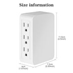 6 Outlet Wall Adapter, UL Listed 3-Prong Grounded Outlet to The Side, Wall Plug Side Access Adapter, 6 Way Outlet Extender Tap, White (1)