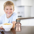 YOHKOH Mini Vacuum Insulated Water Bottle With Bamboo Lid - Stainless Steel Thermos Water Bottle for Women Girls Kids, Metal Sports Hot and Cold Water Bottle Leak-Proof BPA-Free (6.4oz,Gold)