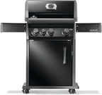 Napoleon Rogue 425 Propane Gas Grill with Range Side Burner, Black, 3 Stainless Steel Main Burners, Durable Grilling Power