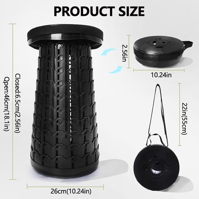 2025 Upgraded Folding Stool,800lbs Max Weight,Portable Retractable Collapsible Stool,Travel Footrest,Gift for Camping,Outdoors,Fishing,Hiking Tours,Parties,BBQ