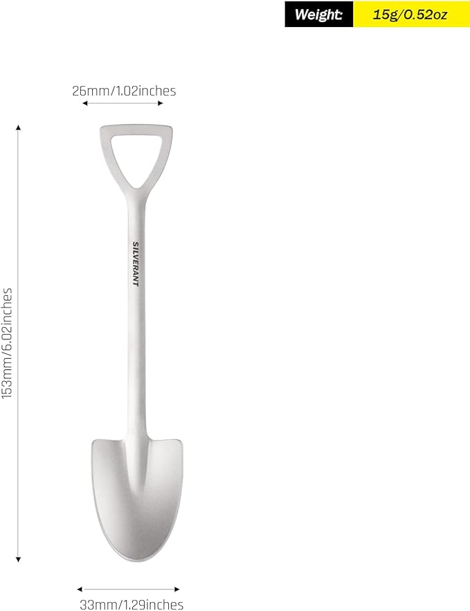 Shovel Spoon Titanium Reuseable Dessert Spoon for Tea Coffee Pudding Yogurt (Shovel Spoon-Triangle)
