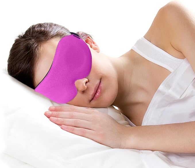 DTS 3D Sleep Mask for Back Side Sleeper Women Men Eye Mask for Sleeping Complete Light Blocking Night Blindfold Zero Pressure Spacious for Eye Lash Breathable Soft Flight Nap Travel (Pink)