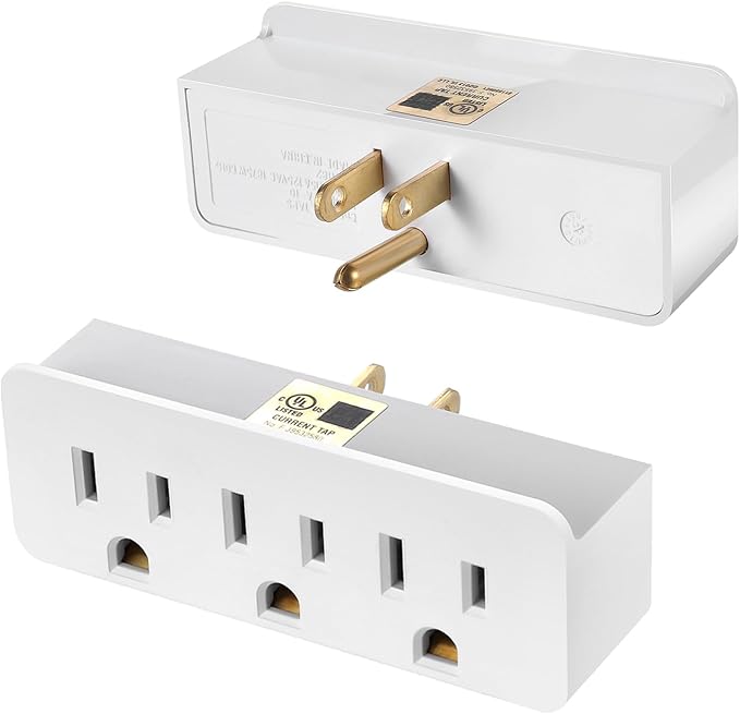 TENINYU 3 Outlet Adapter Extender - UL Listed 1875W/15Amps 3 Way Grounded Polarized Plug Extender Power Strip, Wall Plug 1 to 3 Outlet Splitter with 3 AC Outlets for Household Appliances (1)