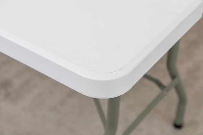 BTEXPERT Set of 2, Fold-in-Half Folding Utility Table 6 Feet 72"x 29.5" Lightweight Portable Carrying Handle Indoor Outdoor Picnic Camping Office Home Party Wedding Event Easy Clean Store Care White