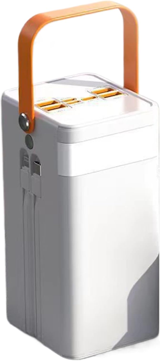 Solar Charger - Portable 50000mAh Energy Station, High Watt External Battery Bank with Integrated Wires Fast Recharge Inputs Multiple Device Connections, Bright LED Illumination Feature, Ideal for Bac