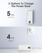 Portable Charger Built-in Cables and AC Wall Plug, 12000mAh power Bank, USB C 22.5W Fast charging Phone Charger ,Compact Lightweight External Battery Pack for iPhones, iPad, Samsung，Tablets, etc.