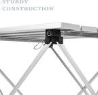 Grope Small Folding Camping Table with Aluminum Table Top, Beach Table for Sand with Carrying Bag,Prefect for Outdoor, Picnic, BBQ, Cooking, Festival (Silver-M)