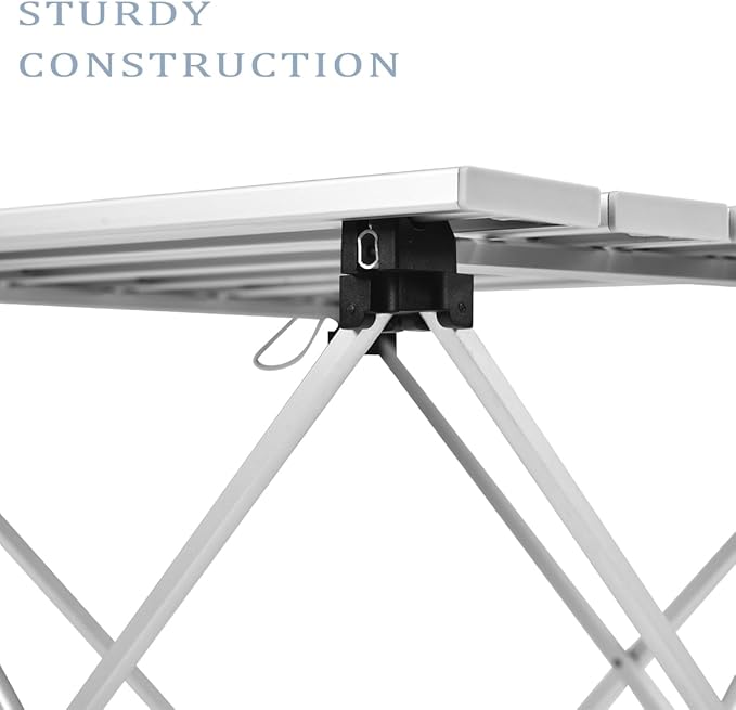 Grope Small Folding Camping Table with Aluminum Table Top, Beach Table for Sand with Carrying Bag,Prefect for Outdoor, Picnic, BBQ, Cooking, Festival (Silver-S)