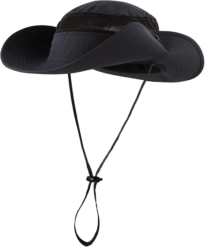 Connectyle Wide Brim Sun Hat for Men Breathable Cowboy Boonie Hat UPF 50+ Sun Protection Bucket Hat for Fishing Hiking