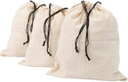 Muslin Cotton Storage Bags with Drawstring - Toy & Shoe Storage for Travel - Dust-proof, Lint-free (3 Small: 15"x12")