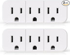 ELEGRP Triple Outlet Extender, 3-Prong Grounded Wall Tab, Multiple Outlet Extender Adapter Plug with 3 Electrical Outlets for Travel Home Hotel Office, ETL Listed, 2 Pack, White