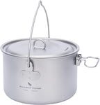 iBasingo 1.3L (1300ml) Titanium Pot with Lid Lightweight Backpacking Cook Pot for Solo Camping, Hiking & Backpackers, Portable Camping Cookware with Measurement Marks Ti2043C