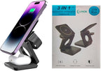 LUNOX 3-in-1 Wireless Charger for iPhone - Apple Watch & AirPods - Foldable Magnetic Fast Charging Dock - Black - White