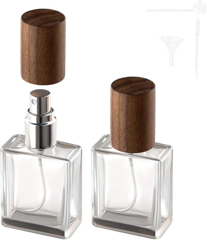 Perfume Atomizer, Glass Perfume Container,Travel Bottle Refillable, Empty Portable Leakproof Frangrance Spray Bottle (2pcs 15ml/0.5oz)