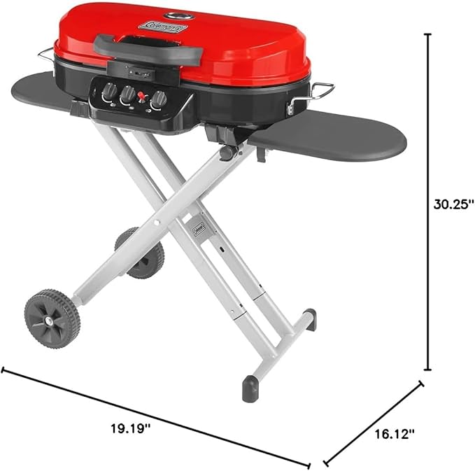 Coleman RoadTrip 285 Portable Stand-Up Propane Grill with 3 Adjustable Burners & Instastart Ignition, 20,000 BTUs of Power for Outdoor Cooking, Camping, Tailgating, Grilling, BBQs, & More