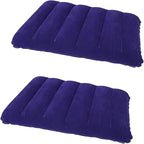 2 Pack Purple Ultralight Inflatable Camping Pillow Squared Flocked Fabric Air Pillow for Beach,Hiking,Camping,Traveling,Napping,Desk Rest,Neck Lumbar Support