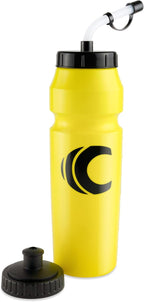 Cannon Sports 1 Liter Sports Water Bottle, BPA-Free, 34 Oz Capacity, Large Mouth, 2 lids (Straw and Squeeze), Great For Helmet Sports Such As Hockey, Lacrosse, Football, Boxing (Yellow)