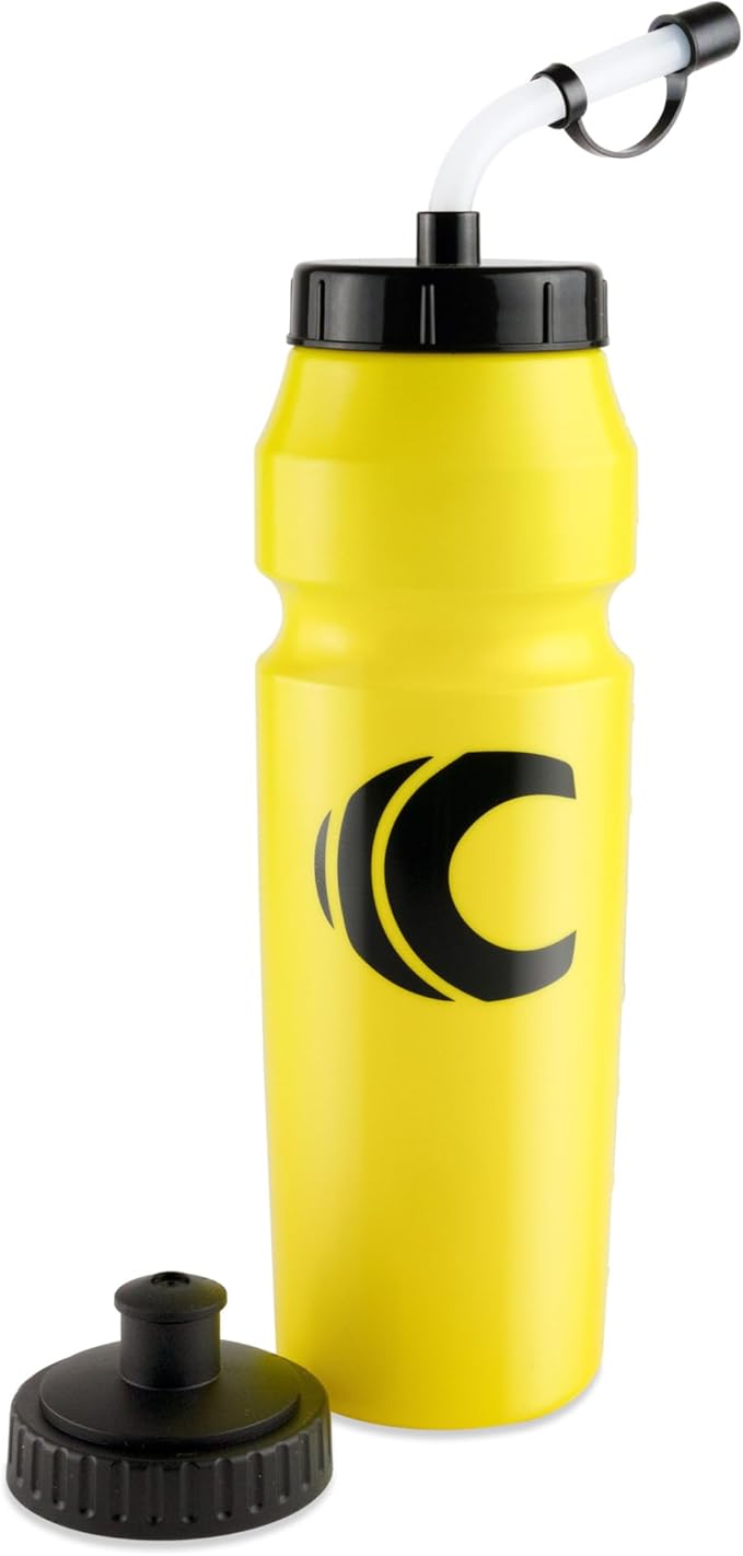 Cannon Sports 1 Liter Sports Water Bottle, BPA-Free, 34 Oz Capacity, Large Mouth, 2 lids (Straw and Squeeze), Great For Helmet Sports Such As Hockey, Lacrosse, Football, Boxing (Yellow)