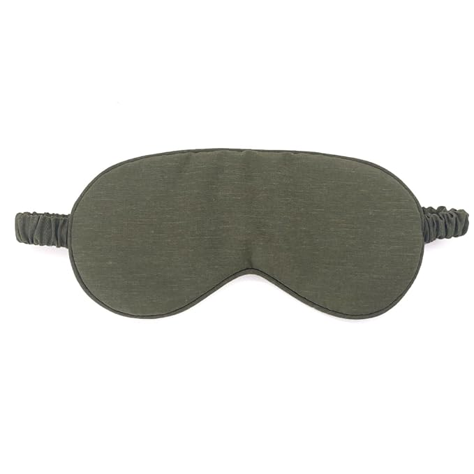Sleep Mask Linen Eye Mask with Elastic Band,Comfort Sleeping Shade for Nighttime Sleeping, Traveling & Napping,Side Sleeper Eye Cover Cooling with Travel Bag Gift Package(Dark Olive)