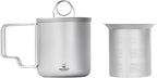 Camping Mug Titanium Double Wall Coffee Tea with Cup Inner Filter with Folding Handle