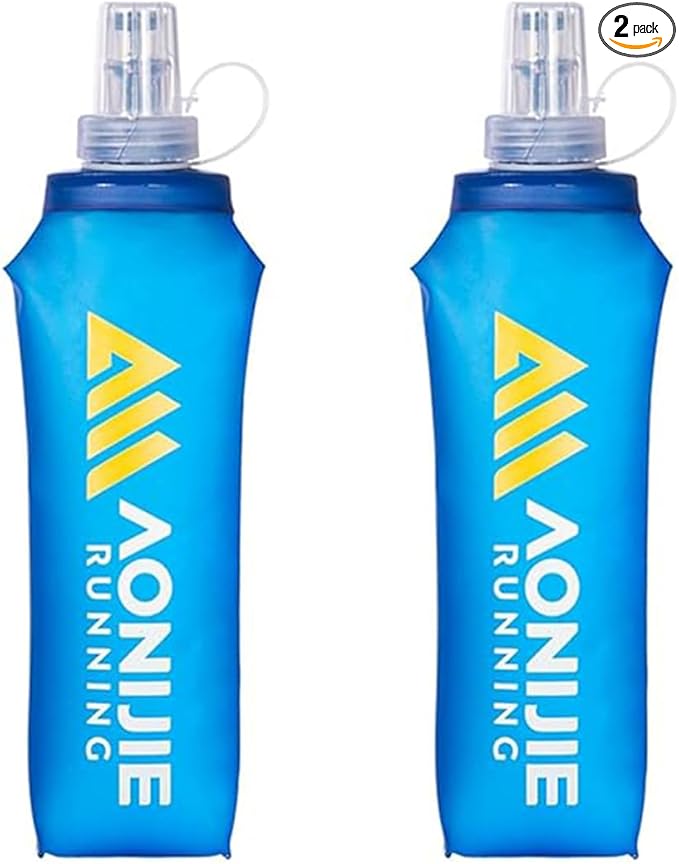 AONIJIE 2Pack of Soft Soft Folding Hydration Bottle Water Collapsible Flask BPA-Free Bottles (SD-250ml without straws)