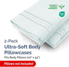 Long Pillowcases - Body Pillow Cover - Long Pillow Insert for Sleeping, Side Sleepers - Soft & Breathable Body Pillow Case with Envelope Enclosure - Comfy and Machine Washable - 20" x 54" (Ice Blue)