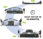 CAMPROS CP Tent 8 Person Camping Tents, Weather Resistant Family Tent, 5 Large Mesh Windows, Double Layer, Divided Curtain for Separated Room, Portable with Carry Bag