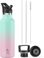 Stainless Steel Double Wall Water Bottles, Vacuum Insulated Bottle With Straw Lid, Insulated Water Bottle Keeps Water Cold for 24 Hours, Hot for 12 Hours, Hiking, Sports