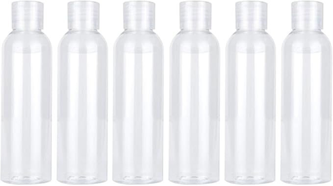 OUNONA 6pcs 120ml Flip-top Travel Bottles Refillable Toiletries Containers for Shampoo Lotion Cosmetic Dispenser Lightweight Portable
