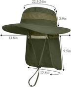 3 Pack Mens UPF 50+ Wide Brim Sun Hat with Neck Flap for Fishing Hiking Garden