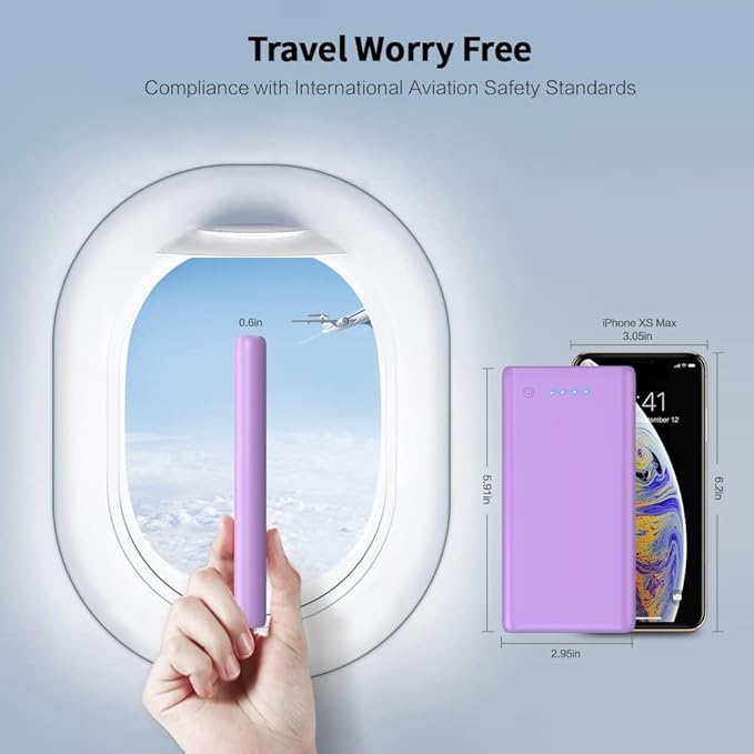Portable Charger Power Bank 26800mah Ultra-High Capacity External Cell Phone Battery Pack,2 USB Output High Speed Charging Power bank Compatible with iPhone 16 15 14 13 12 Samsung Android LG-Purple