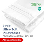 King Standard Pillow Cases Set of 2 - Soft Hotel Quality Pillowcase Covers - Comfy Bedding for Women, Men, Kids & Teens - Machine Washable Pillow Protectors - 2 Piece Set - King Standard Size White