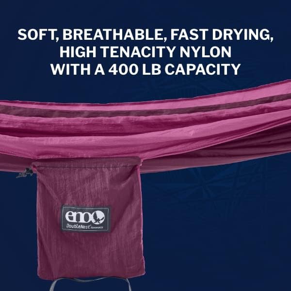 ENO DoubleNest Hammock - Lightweight, Portable, 1 to 2 Person Hammock - for Camping, Hiking, Backpacking, Travel, a Festival, or The Beach - Plum/Berry