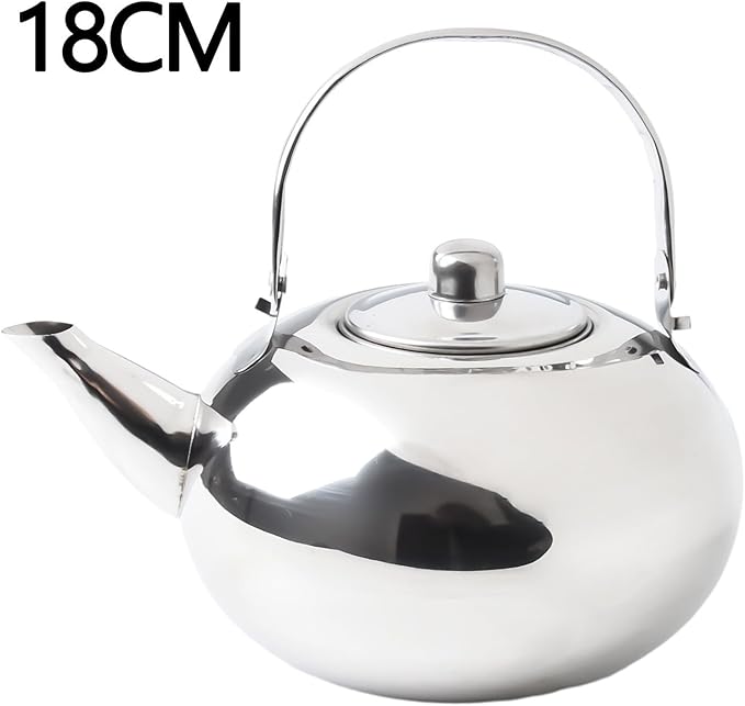 Stainless Steel Tea Kettle, Heat Resistant Handle Stovetop Camping Coffee Pot Water Bottle with Built in Filter for Tea and Beverage Brewing(18cm)
