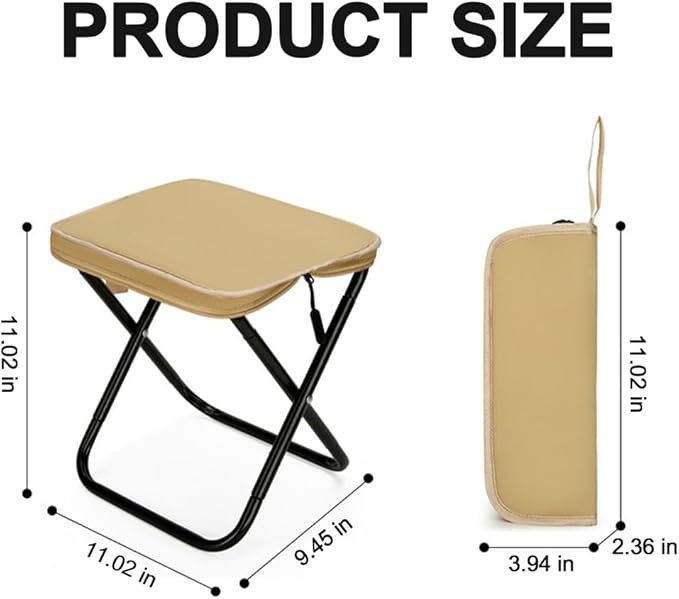 Folding Camping Stools, Portable Collapsible Fishing Stool, Lightweight Compact Foldable Chair for Outdoor Hiking Travel Picnic (Khaki)
