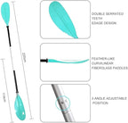 Kayak Paddle - Adjustable 2 Pieces Aluminum Alloy Shaft with Glass Fiber Blade for Surfing,Oar Fishing Easy Packable Travel