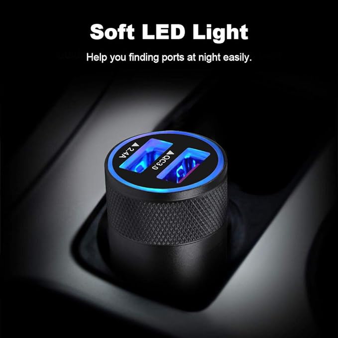 Fast Car Charger, Quick Charging 5.4A/30W Phone USB Adapter Rapid Plug 2 Port Cigarette Lighter Auto Charger Flush Compatible Samsung, Tablet, iPhone, iPad, LG, Automobile