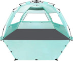 WhiteFang Deluxe Pop Up Beach Tent Sun Shade Shelter for 3-4/5-6 Person, UV Protection, Extendable Floor with 3 Ventilating Windows Plus Carrying Bag, Stakes, and Guy Lines