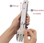 ROXON 4 in 1 Mini Folding BBQ Barbecue Combo Tool Set with Spatula, Fork, Tongs and Bottle Opener for Hiking Camping (Grey)