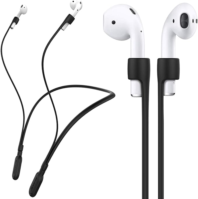 Compatible Airpods Strap, Silicone Anti-Lost Wire Cable Connector Sports Neckband Compatible for Airpods Pro 3/2/1, Airpods 4, 3, 2, 1, Black