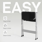 EVER ADVANCED Aluminum Directors Chair, Folding Studio Movie Chairs Camping Event Vendor Chair, 19" Seat Height Black Fabric/White Frame, Support 350lbs