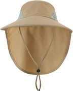 Home Prefer Outdoor UPF50+ Sun Hat Wide Brim Mesh Fishing Hat with Neck Flap